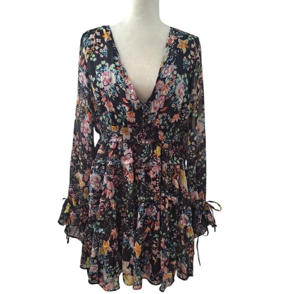 Free People Closer To The Heart Tiered Floral Women's Dress Coquet Boho Multi L - Picture 2 of 9